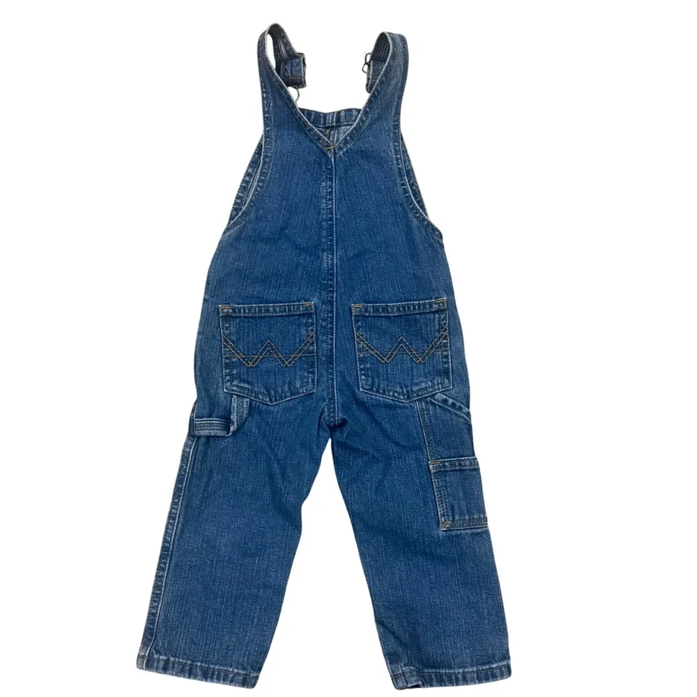 Wrangler Denim Overalls Jeans Blue Size‎ 2T Little Boys Girls Adjustable Strap
